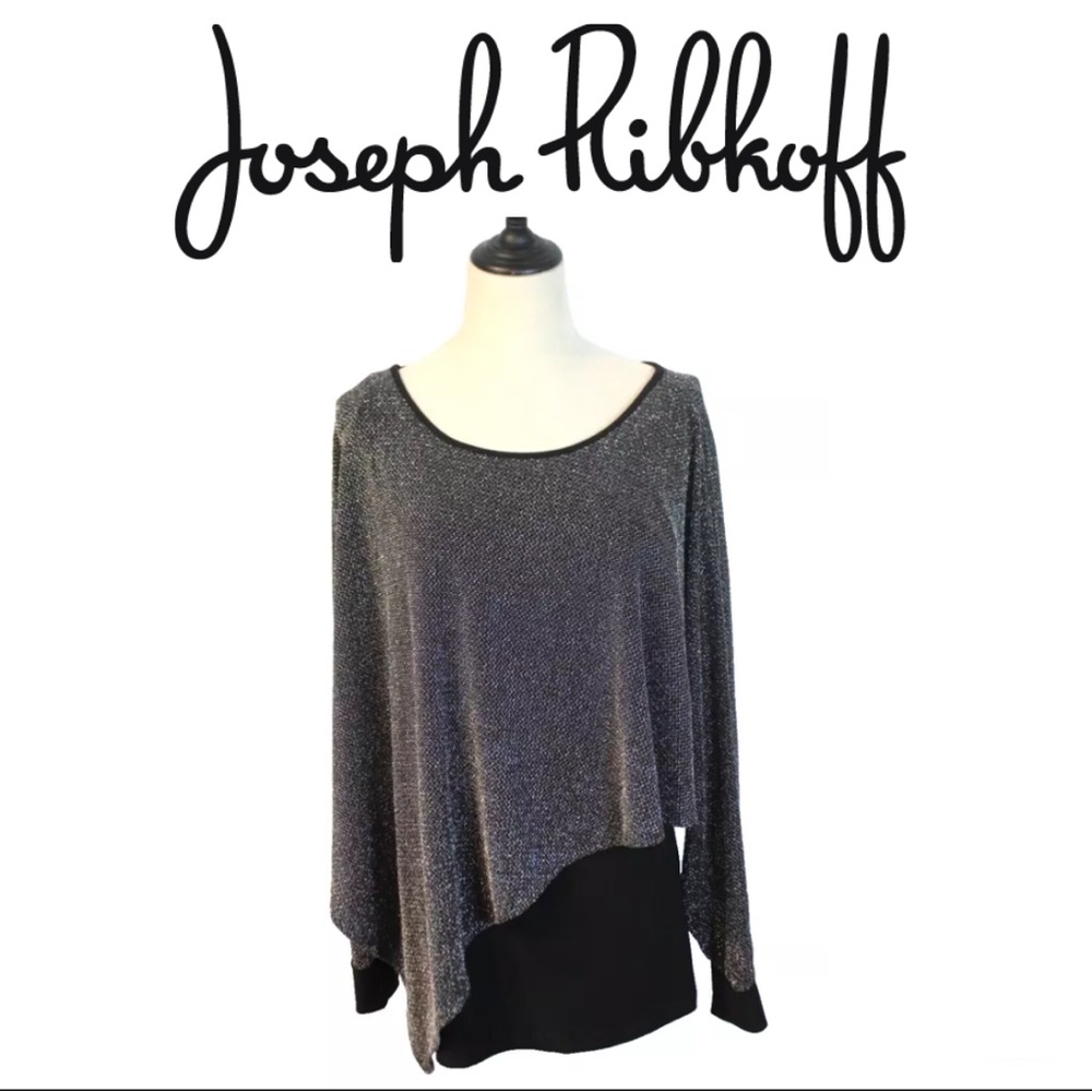 Joseph Ribkoff Stretch Knit Asymmetrical Party Top, Size: 6 Med